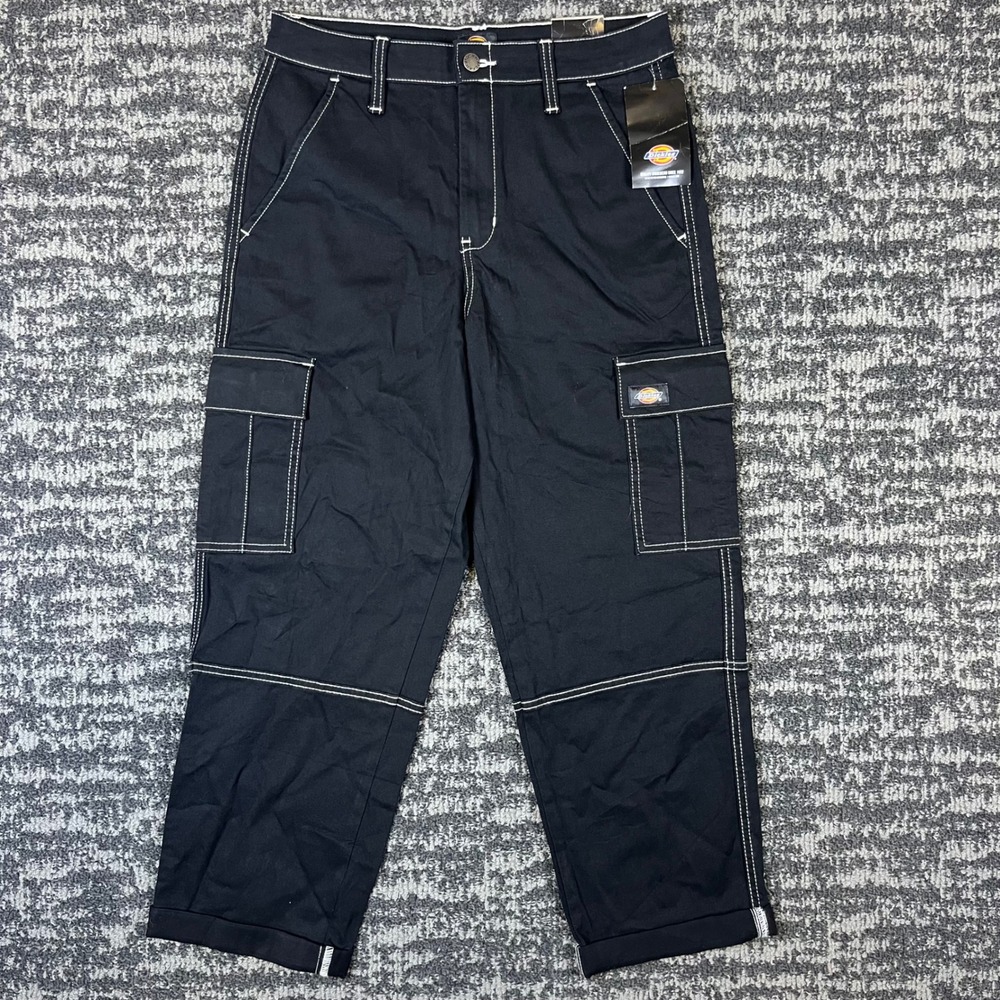 Dickies Carpenter Pants Women 27 Black Contrast Stitch Relaxed Fit FPR57BKX